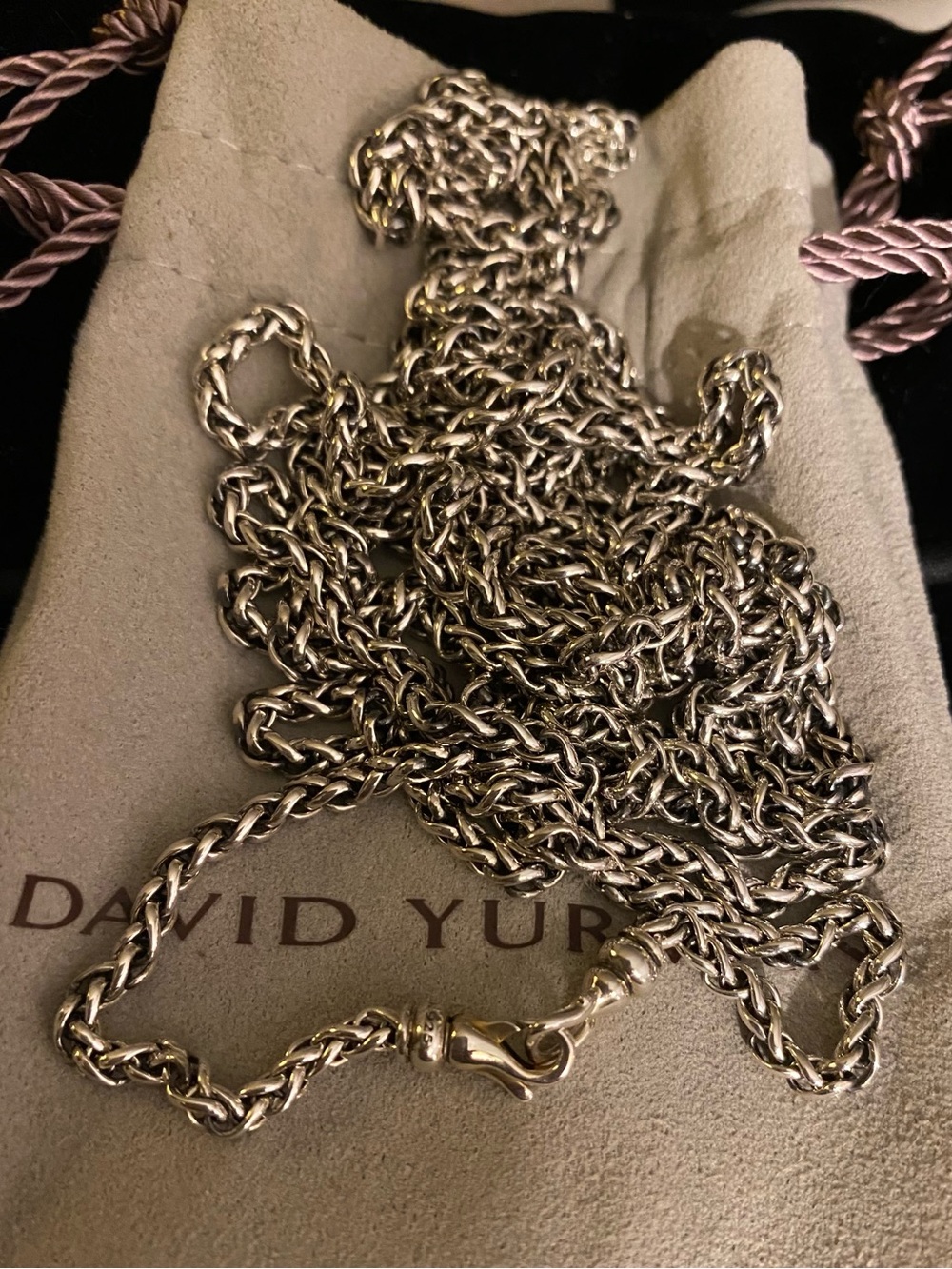 David Yurman • 72” • Sterling Silver • 3mm Wheat Chain Necklace • Rare
